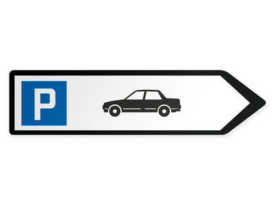 wegweiser-rechts-klein-auto-parkplatz